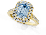 Yellow gold Fancy Blue Emerald  Halo Pavé Diamond Engagement Ring with Four-Prong Setting_4