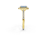 Yellow gold Fancy Blue Emerald  Halo Pavé Diamond Engagement Ring with Four-Prong Setting_5