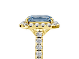 Yellow gold Fancy Blue Emerald  Halo Pavé Diamond Engagement Ring with Four-Prong Setting_8