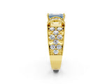 Yellow gold Fancy Blue Emerald  Halo Pave Diamond Engagement Ring with Milgrain Detailing_53