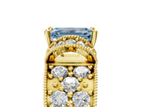 Yellow gold Fancy Blue Emerald  Halo Pave Diamond Engagement Ring with Milgrain Detailing_56