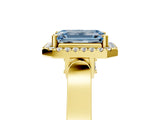 Yellow gold Fancy Blue Emerald  Halo Pave Split Shank Prong Setting Ring_31