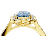 Yellow gold Fancy Blue Emerald  Halo Round Diamond Pave Band with Four-Prong Setting_42