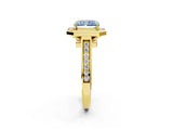 Yellow gold Fancy Blue Emerald  Halo Solitaire Diamond Ring with Pave Band and Bezel Setting_52
