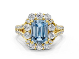 Yellow gold Fancy Blue Emerald  Halo Split Shank Diamond Engagement Ring with Pave Band and Four-Prong Setting_53