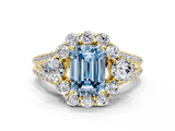 Yellow gold Fancy Blue Emerald  Halo Split Shank Diamond Engagement Ring with Prong Setting_20