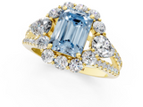 Yellow gold Fancy Blue Emerald  Halo Split Shank Diamond Engagement Ring with Prong Setting_21