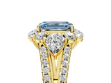 Yellow gold Fancy Blue Emerald  Halo Split Shank Diamond Engagement Ring with Prong Setting_25