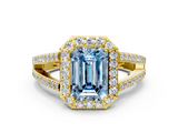Yellow gold Fancy Blue Emerald  Halo Split Shank Diamond Ring with Four-Prong Setting_32