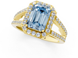 Yellow gold Fancy Blue Emerald  Halo Split Shank Diamond Ring with Four-Prong Setting_33