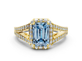 Yellow gold Fancy Blue Emerald  Halo Split Shank Diamond Ring with Prong Setting_19