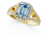 Yellow gold Fancy Blue Emerald  Halo Split Shank Diamond Ring with Prong Setting_20