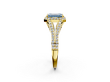 Yellow gold Fancy Blue Emerald  Halo Split Shank Diamond Ring with Prong Setting_21