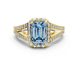 Yellow gold Fancy Blue Emerald  Halo Split Shank Pave Diamond Ring with Four-Prong Setting_49