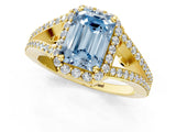 Yellow gold Fancy Blue Emerald  Halo Split Shank Pave Diamond Ring with Four-Prong Setting_50