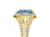 Yellow gold Fancy Blue Emerald  Halo Split Shank Pave Diamond Ring with Four-Prong Setting_54