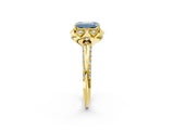 Yellow gold Fancy Blue Emerald  Halo Split Shank Pave Diamond Ring with Petal Prong Setting_22