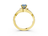 Yellow gold Fancy Blue Emerald  Halo Twist Band Solitaire Prong Setting Ring_67
