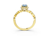 Yellow gold Fancy Blue Emerald  Halo Twist Band Solitaire Ring with Six-Prong Setting_40