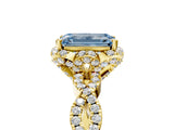 Yellow gold Fancy Blue Emerald  Halo Twist Band Solitaire Ring with Six-Prong Setting_42