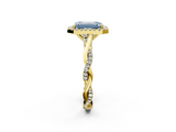Yellow gold Fancy Blue Emerald  Halo Twist Band Solitaire Ring_22