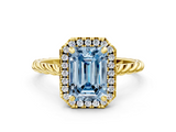 Yellow gold Fancy Blue Emerald  Halo Twisted Band Four-Prong Diamond Ring_21