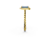 Yellow gold Fancy Blue Emerald  Halo Twisted Band Four-Prong Diamond Ring_23