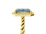Yellow gold Fancy Blue Emerald  Halo Twisted Band Four-Prong Diamond Ring_26