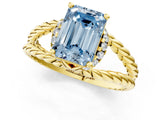 Yellow gold Fancy Blue Emerald  Halo Twisted Band Four-Prong Ring_38
