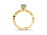 Yellow gold Fancy Blue Emerald  Milgrain Bezel Diamond Engagement Ring with Solitaire Prong Setting_158