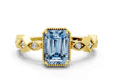 Yellow gold Fancy Blue Emerald  Milgrain Marquise Diamond Twist Band Ring_62