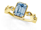 Yellow gold Fancy Blue Emerald  Milgrain Marquise Diamond Twist Band Ring_63