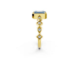 Yellow gold Fancy Blue Emerald  Milgrain Marquise Diamond Twist Band Ring_64