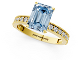 Yellow gold Fancy Blue Emerald  Milgrain Pave Diamond Engagement Ring with Four-Prong Setting_156