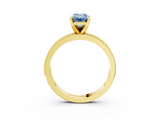 Yellow gold Fancy Blue Emerald  Milgrain Pave Diamond Engagement Ring with Four-Prong Setting_158