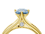 Yellow gold Fancy Blue Emerald  Solitaire Beaded Band Six-Prong Setting_4