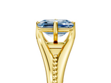 Yellow gold Fancy Blue Emerald  Solitaire Beaded Band Six-Prong Setting_5