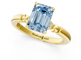 Yellow gold Fancy Blue Emerald  Solitaire Beaded Band with Four-Prong Setting_63