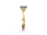 Yellow gold Fancy Blue Emerald  Solitaire Beaded Band with Four-Prong Setting_64