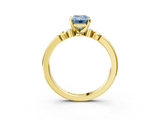 Yellow gold Fancy Blue Emerald  Solitaire Beaded Band with Four-Prong Setting_65