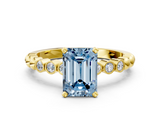 Yellow gold Fancy Blue Emerald  Solitaire Bezel Accent Diamond Engagement Ring with Beaded Band and Four-Prong Setting_39