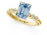 Yellow gold Fancy Blue Emerald  Solitaire Bezel Accent Diamond Engagement Ring with Beaded Band and Four-Prong Setting_40
