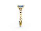 Yellow gold Fancy Blue Emerald  Solitaire Bezel Accent Diamond Engagement Ring with Beaded Band and Four-Prong Setting_41