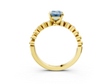 Yellow gold Fancy Blue Emerald  Solitaire Bezel Accent Diamond Engagement Ring with Beaded Band and Four-Prong Setting_42