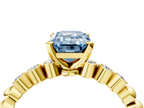 Yellow gold Fancy Blue Emerald  Solitaire Bezel Accent Diamond Engagement Ring with Beaded Band and Four-Prong Setting_43