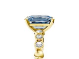 Yellow gold Fancy Blue Emerald  Solitaire Bezel Accent Diamond Engagement Ring with Beaded Band and Four-Prong Setting_44