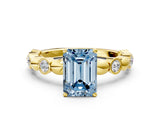 Yellow gold Fancy Blue Emerald  Solitaire Bezel-Set Diamond Ring with Beaded Band and Four-Prong Setting_32