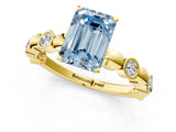 Yellow gold Fancy Blue Emerald  Solitaire Bezel-Set Diamond Ring with Beaded Band and Four-Prong Setting_33