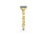 Yellow gold Fancy Blue Emerald  Solitaire Bezel-Set Diamond Ring with Beaded Band and Four-Prong Setting_34