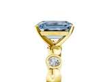 Yellow gold Fancy Blue Emerald  Solitaire Bezel-Set Diamond Ring with Beaded Band and Four-Prong Setting_37